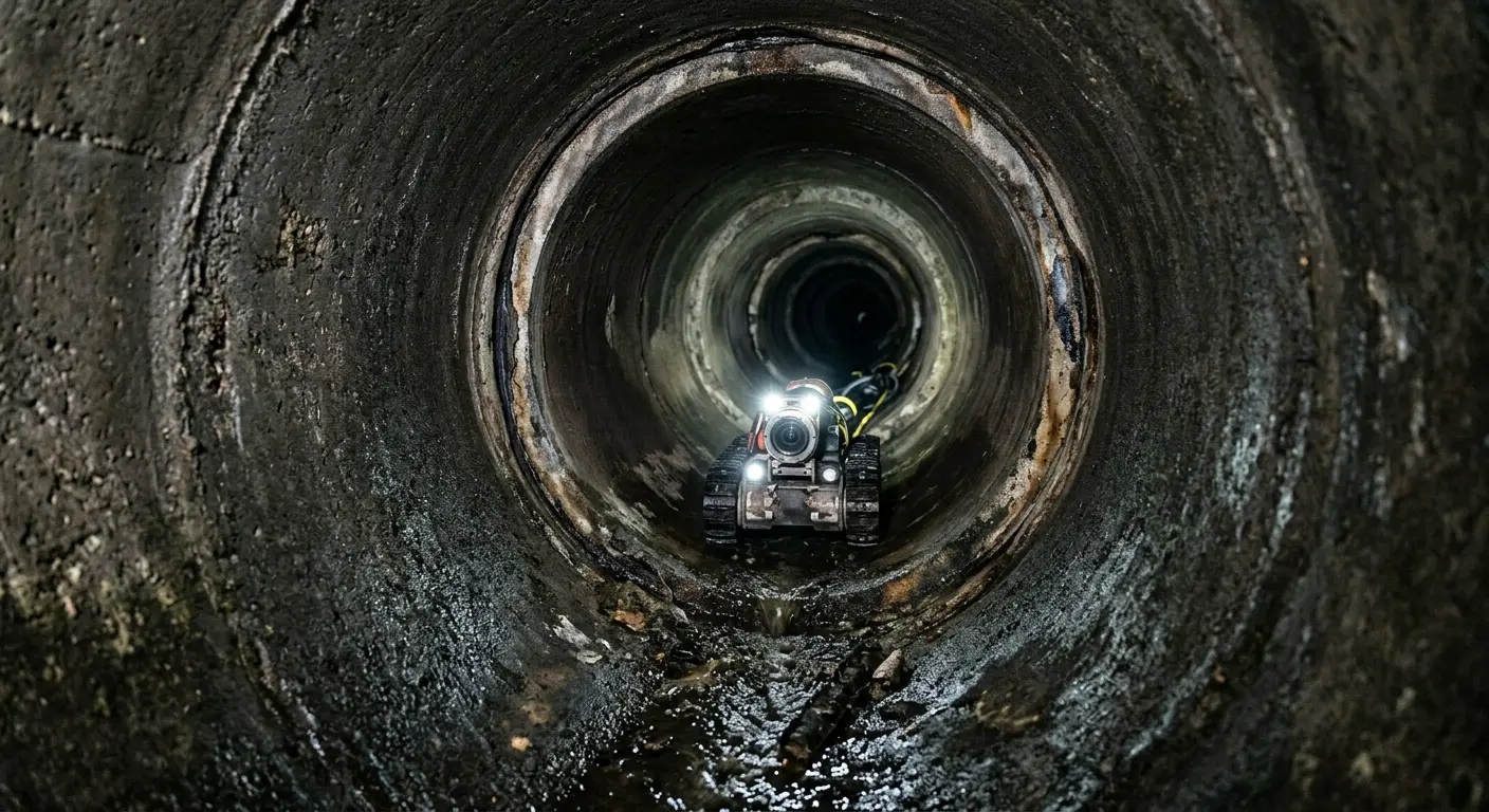 Robotic sewer camera inspecting pipe interior for Sewer Line Repair in Griffin